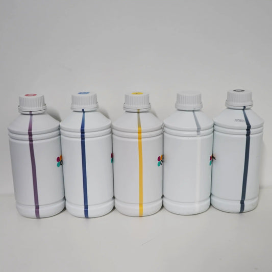 1 Set (5x 1000ml) DTF-Tinte für DTF-UV-Drucker (CMYK und W)
