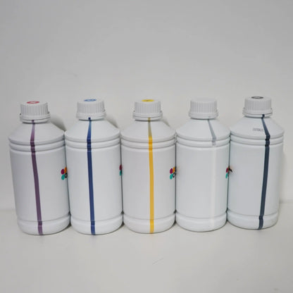 1 Set (5x 1000ml) DTF-Tinte für DTF-UV-Drucker (CMYK und W)